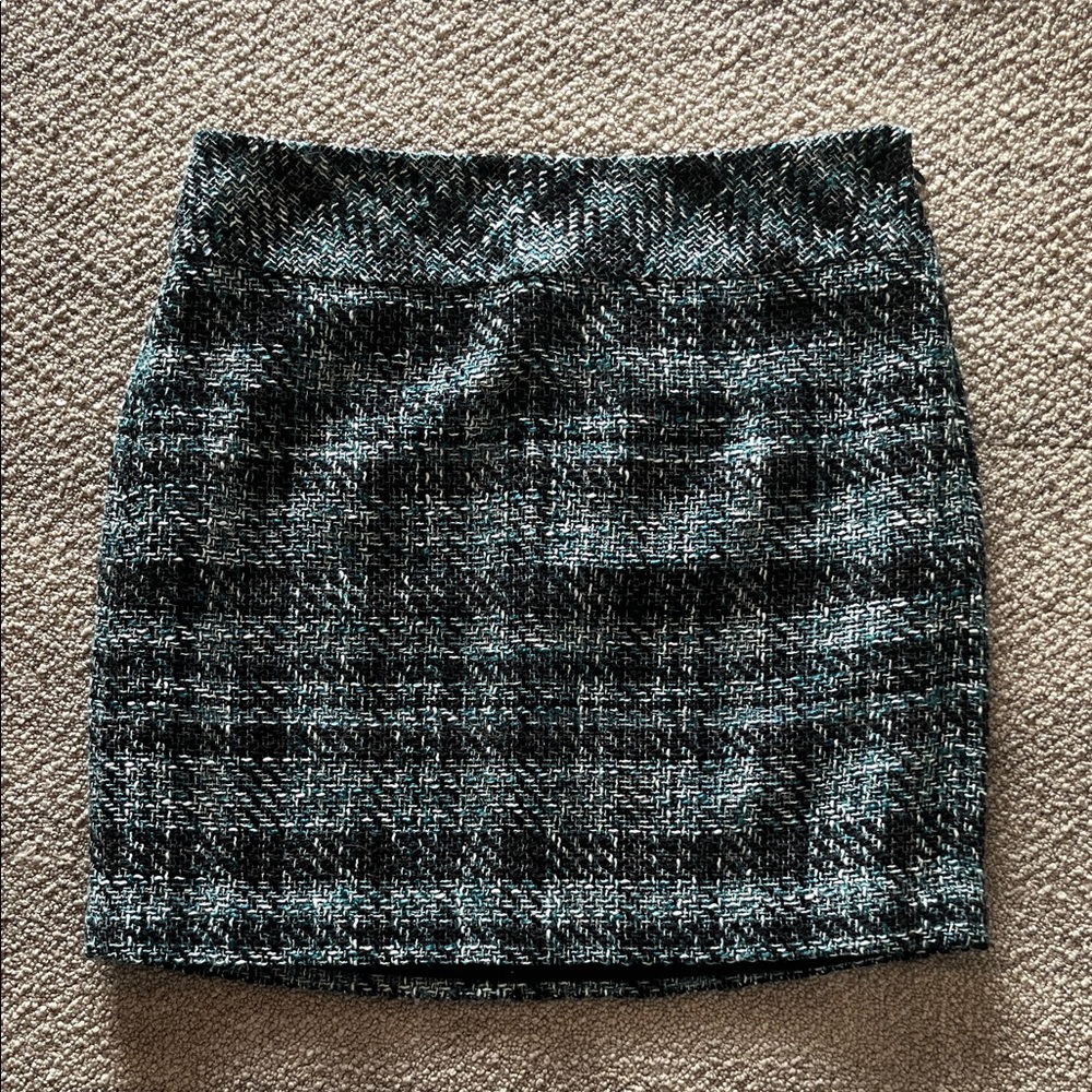 Plaid Blue, Black and White Women's Skirt